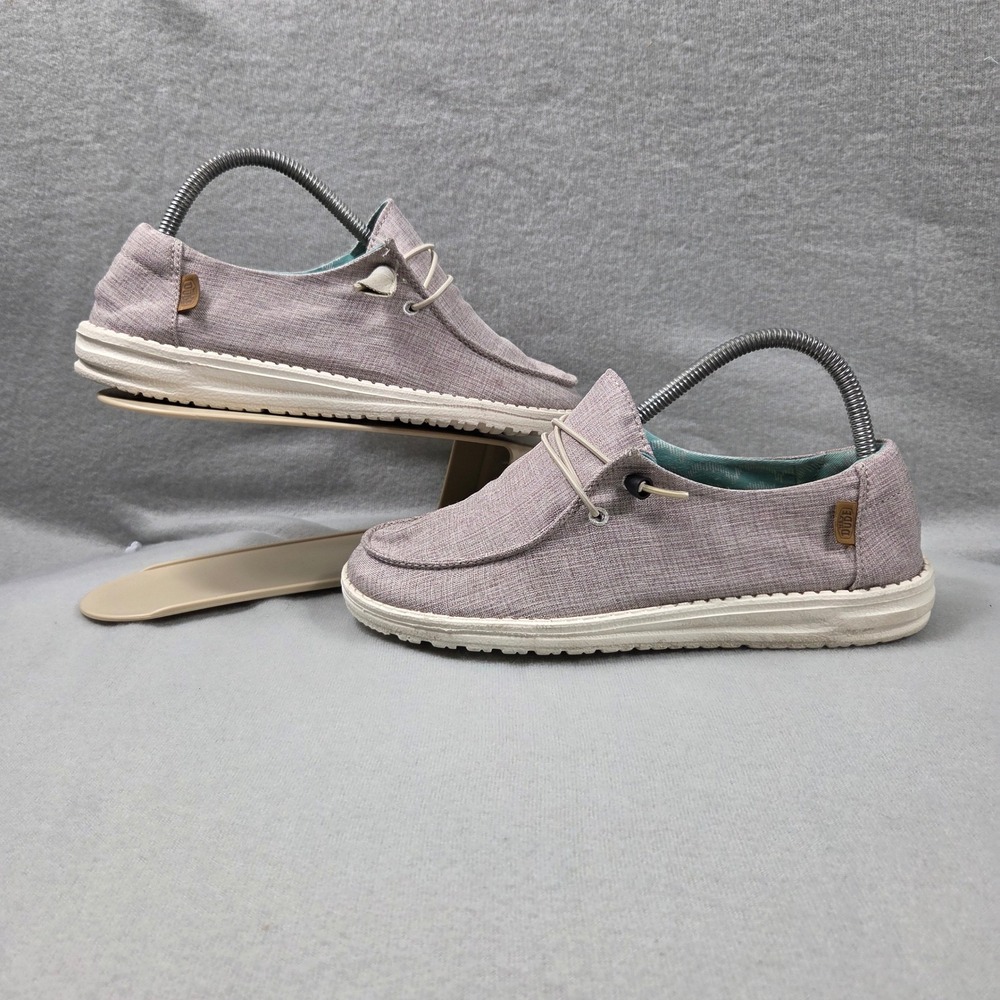 Hey Dude Wendy Chambray Men Size 8 Beige Excellent Slip On Loafers 40058-205